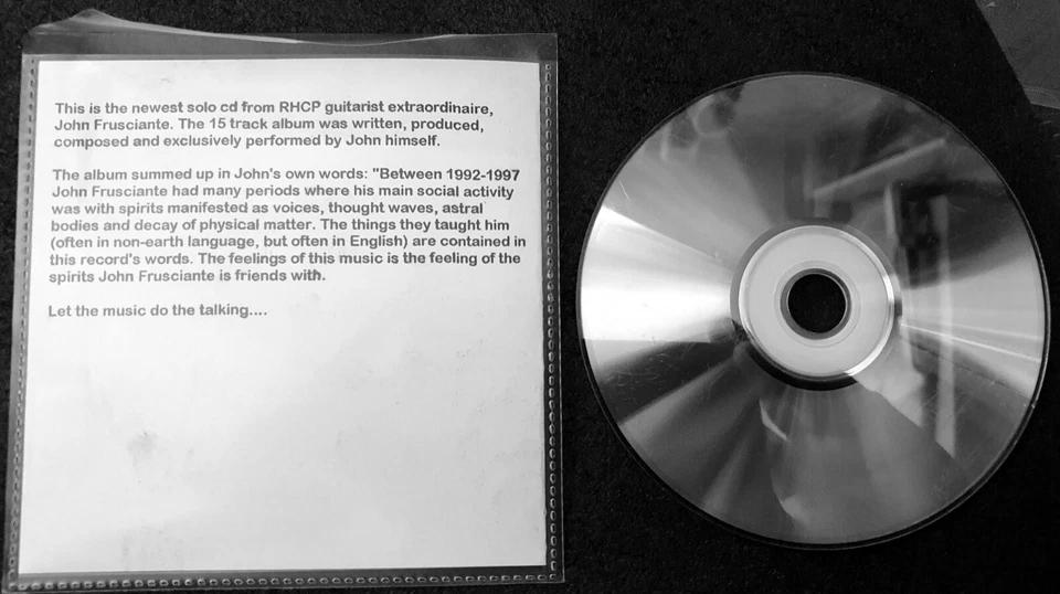 John Frusciante ‎– To Record Only Water For Ten Days - 2001 US Warner Bros Promo Foto 2 de 2