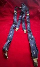 Vintage Suspenders-Navy With Grey Design  Goldtone Clasps-All Work