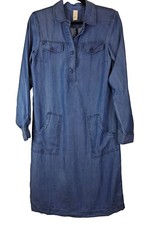 Etici 6 Women's Dress Denim Chambray 100% Lyocell Made In Italy Small Shift Blue