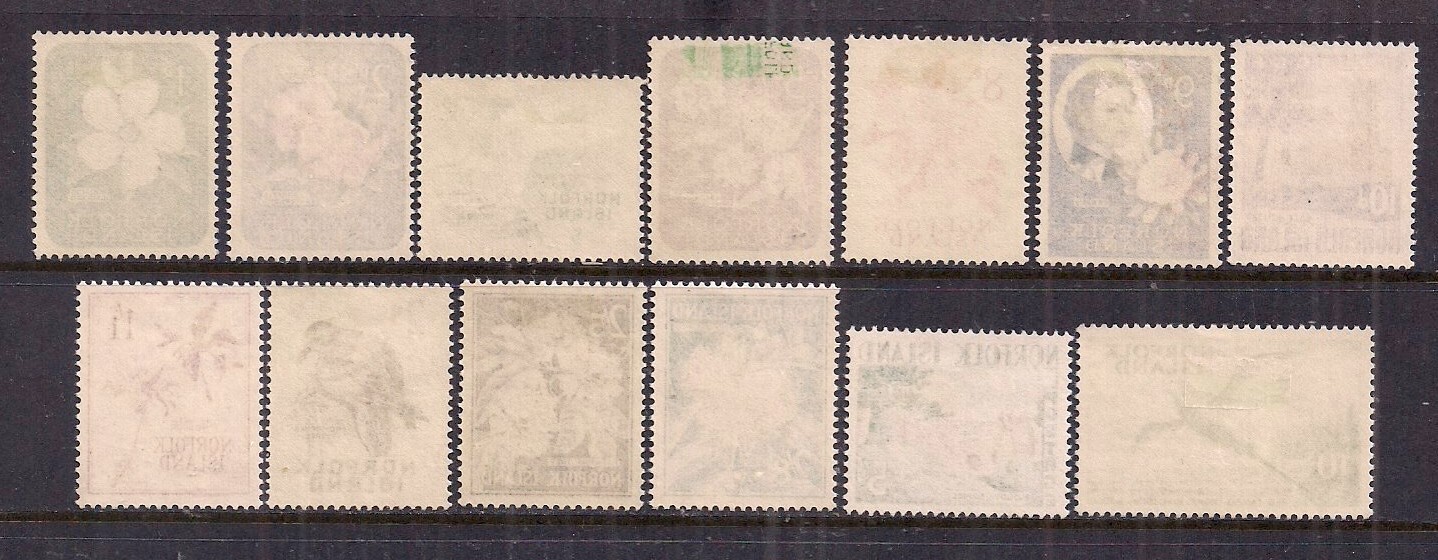 1NORFOLK ISLANDSQE11 196062 SET OF 13.SG 2436.LIGHT MOUNTED MINT