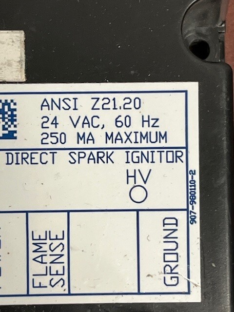 UTEC ANSI Z21.20 1016 SERIES DIRECT SPARK IGNITOR 24 VAC 60 HZ 250 MA