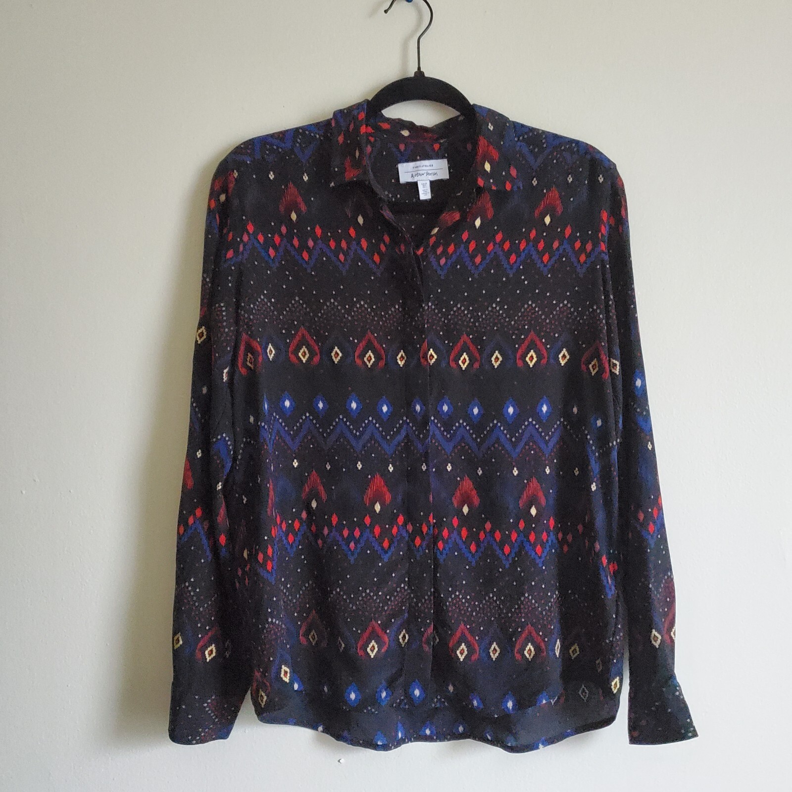 ALTRA Camicetta Paris Atelier & Other Stories 100% seta geometrica nera con bottoni