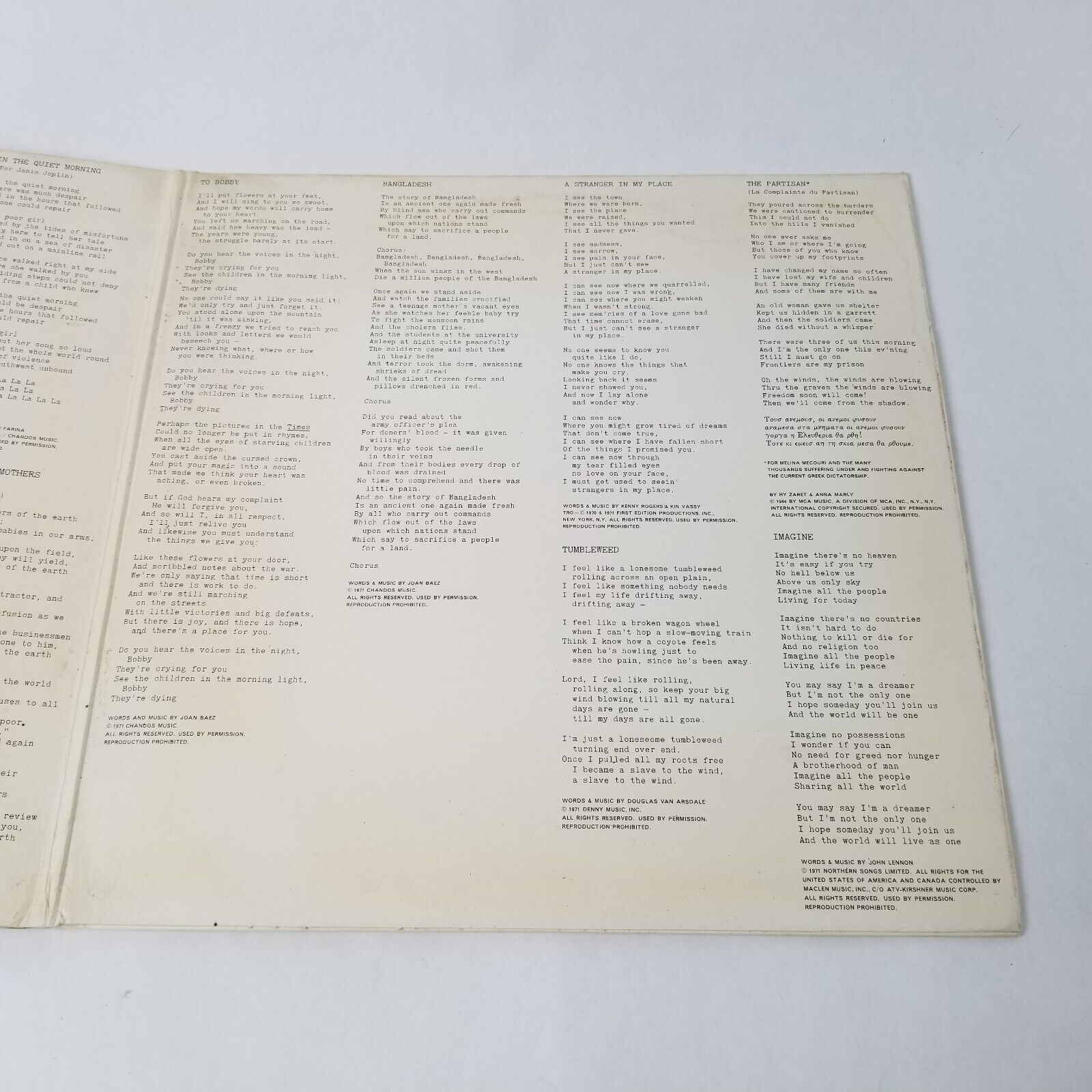 Joan Baez Come From the Shadows Gatefold 1972 Vinyl Record LP