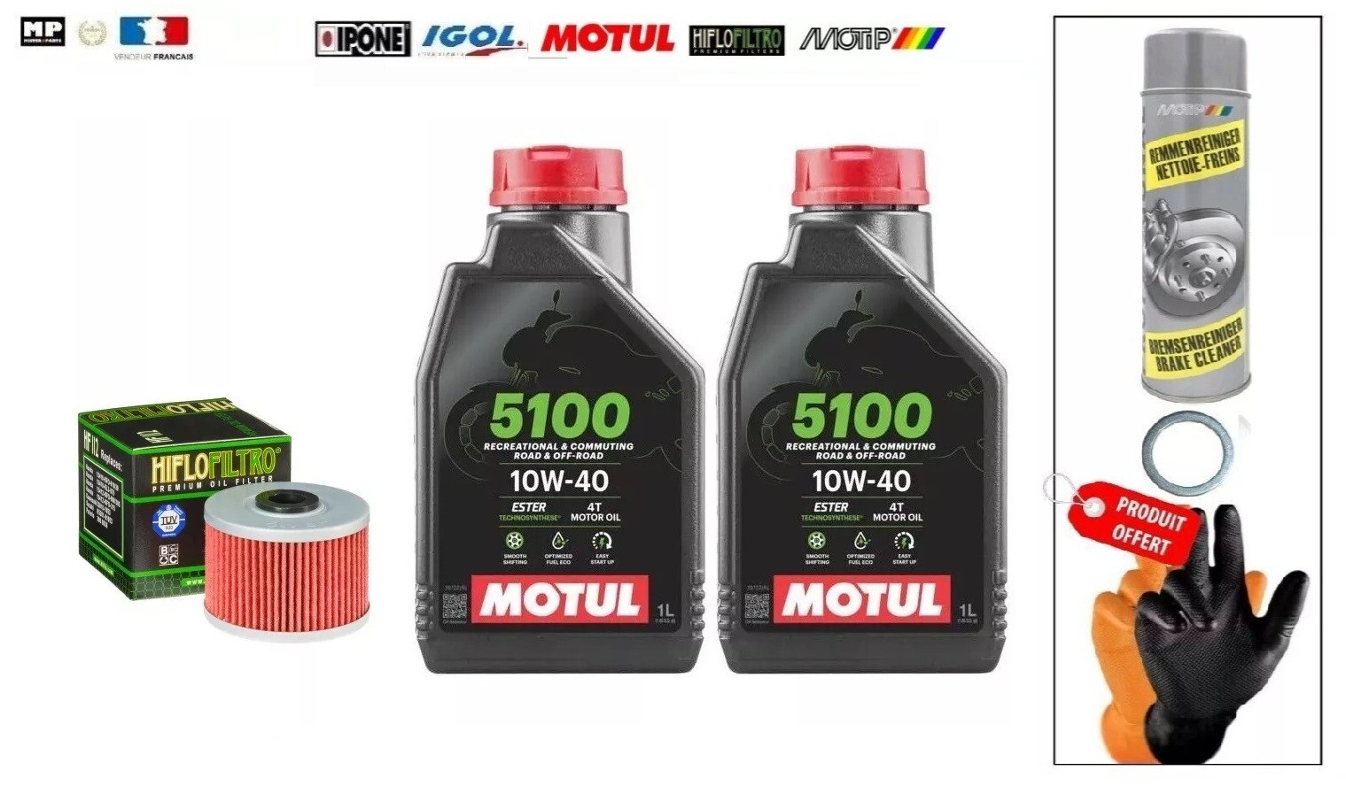 Kit vidange moto Honda Dominator 650 huile Motul 5100 4T entretien complet