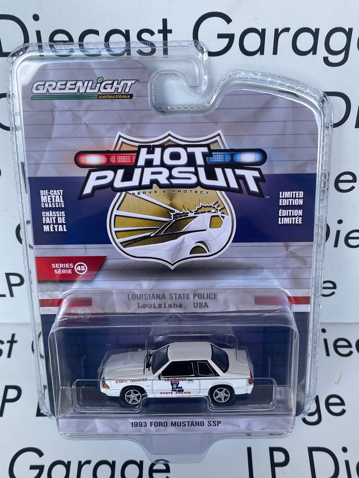 GREENLIGHT 1993 Ford Mustang SSP Louisiana State Police 1:64 Diecast Hot Pursuit
