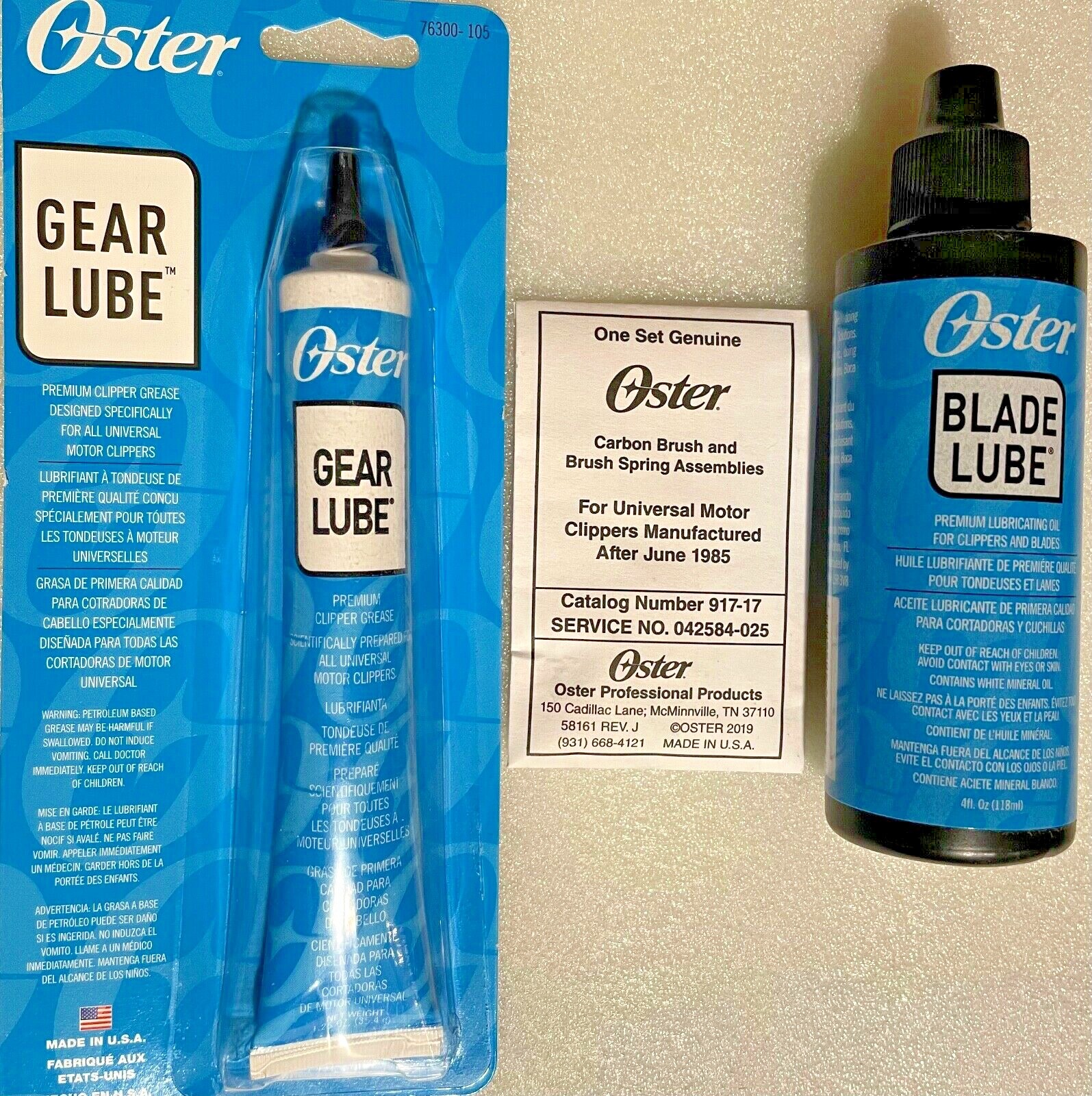 OSTER 76 TUNEUP KIT 1,CARBON SET, 4 OZ BLADE LUBE, LARGE 1.25 OZ GEAR