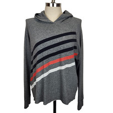 Sundry Pullover Diagonal Stripe Hoodie Womens M 2 Gray French Terry Comfort