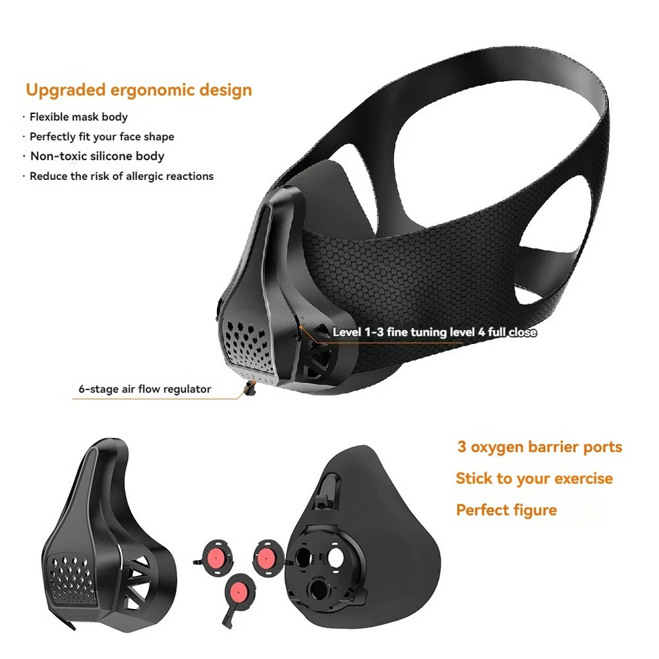 Sports Mask, Adjustable 48 Breathing Levels, Fitness Sports Endurance Training - Image 3 of 4