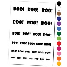 Boo with Eyes Halloween Fun Text Temporary Tattoo Set