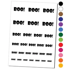 Boo with Eyes Halloween Fun Text Temporary Tattoo Set