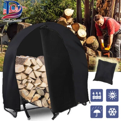 420D Waterproof Firewood Log Rack Cover 40in Wood Holder Outdoor Sun Protector - Image 1 of 4