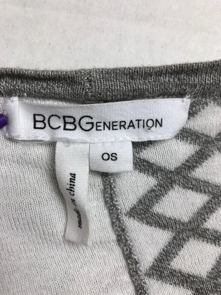 Cardigã poncho feminino BCBGeneration tamanho único cinza branco algodão asteca bolso 41 - Imagem 4 de 4