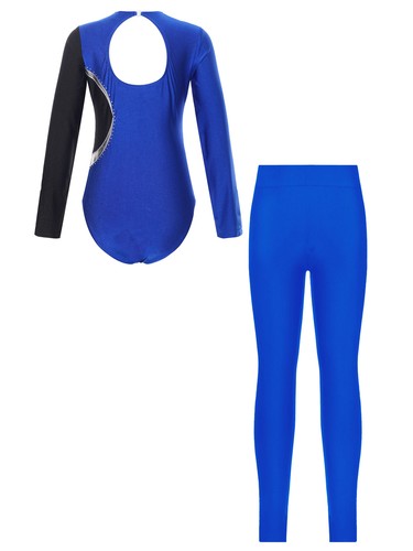 Kids Girls Outfits Patchwork Set Color Block Dancewear Cutout Back Outfit Suit - Picture 80 of 111
