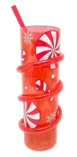 Flashing Red Lights Straw Tumbler Drinking Cup - Holiday Time Kids - New