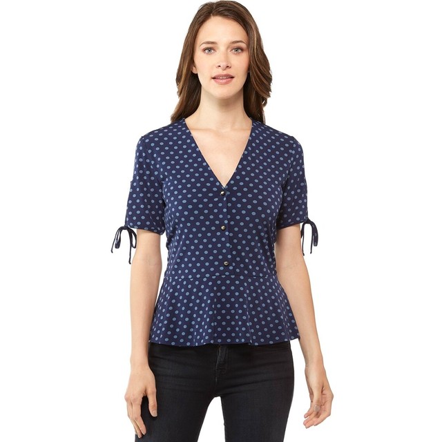 MICHAEL Michael Kors polka dots peplum women's top shirt - Navy - XS | eBay