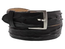 Mens Crocodile Tail Belt Print Leather Western Black Buckle Cinto Rancho