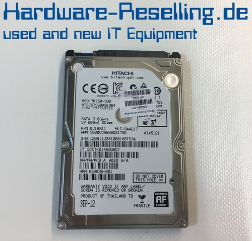 Hitachi 500GB 2,5" SATA 3Gb/s HTS727550A9E364 634925-001 654835-001 0J18811