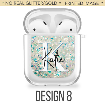 Personalisierte Marmor Airpods Hülle für Apple Initialen Name Klar Silikon Cover