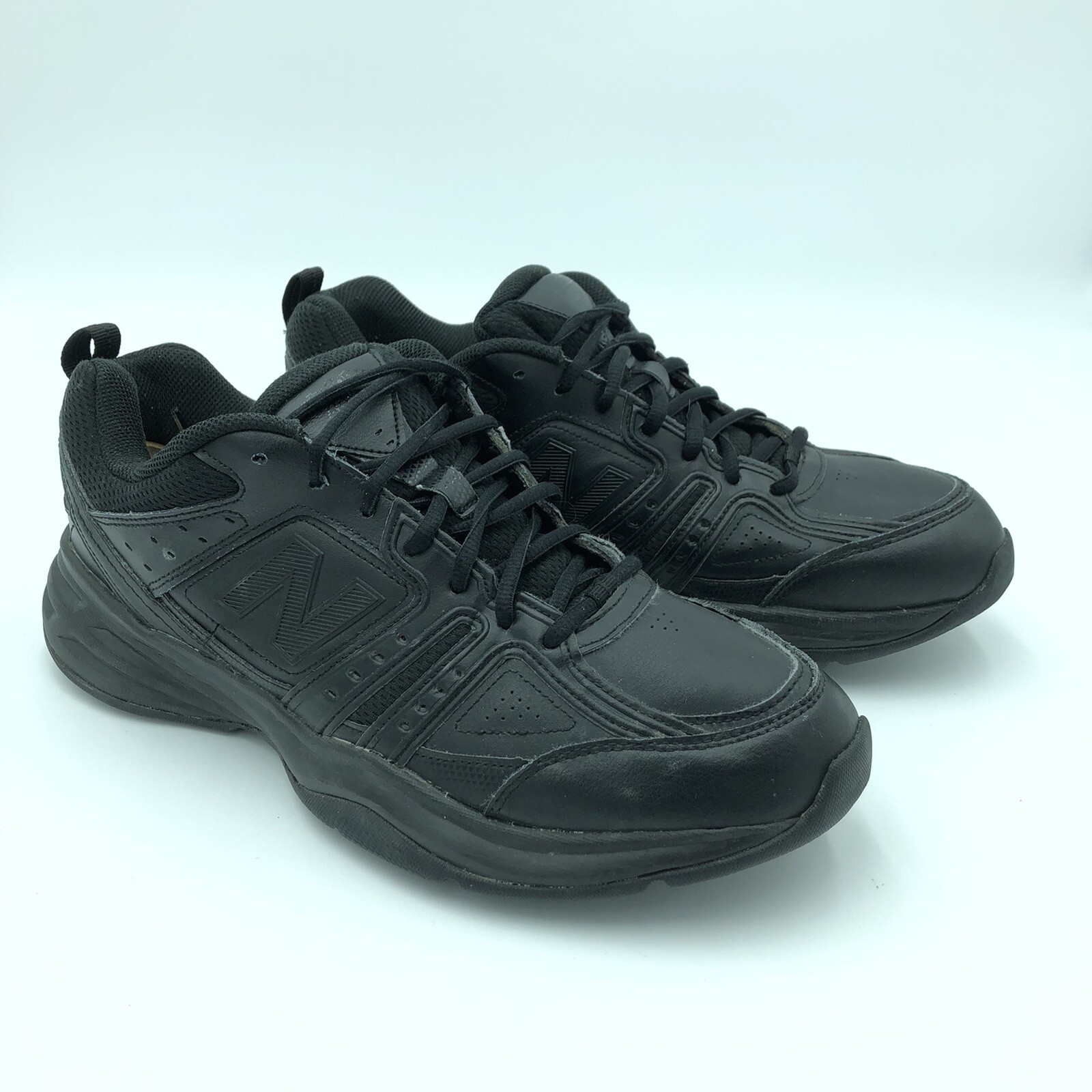 Black Leather Sneakers Walking Shoes 