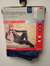 Womens Climate Right CuddlDuds Leggings Plush Warmth Size Small Blue Demin