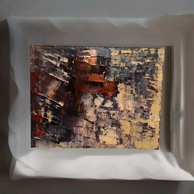 Rare Modern See Video Original Copper Abstract Acrylic Painting Canvas 11x14