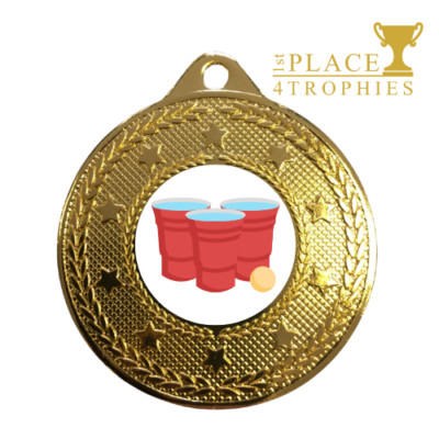 Beer Pong Medaille Airhockey Krocket Wasserballon Gold Auszeichnung KOSTENLOSE Gravur 1P4T
