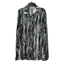 Show Me Your Mumu Button Up Tunic Shirt Womens S Black Tie Dye Long Sleeve USA