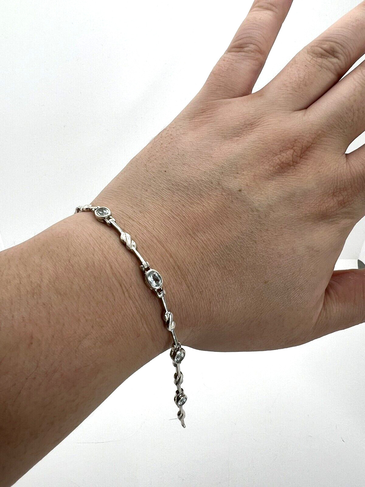 Solid Sterling Silver 925 Light Blue Topaz Bracel… - image 9