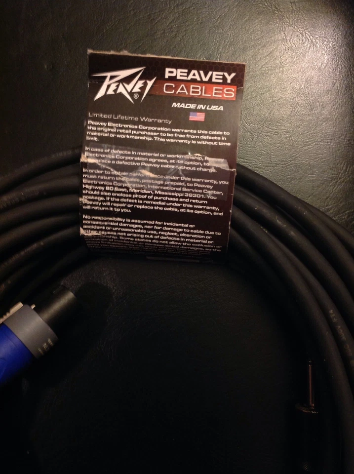Peavey 50'14Ga Negro Mate Pvc Chaqueta Spkcbl Nl2Fc 1/4" Cable Altavoz 582780 Nuevo Foto 2 de 3