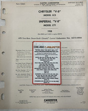 Chrysler & Imperial Ly1 & LC3 392 1958 AFB 2651S y 2806S - hoja de especificaciones de referencia