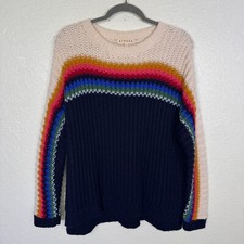 Xirena Sweater Womens Small Apres Ski Snow Bird Stripe Chunky Knit Alpaca Blend