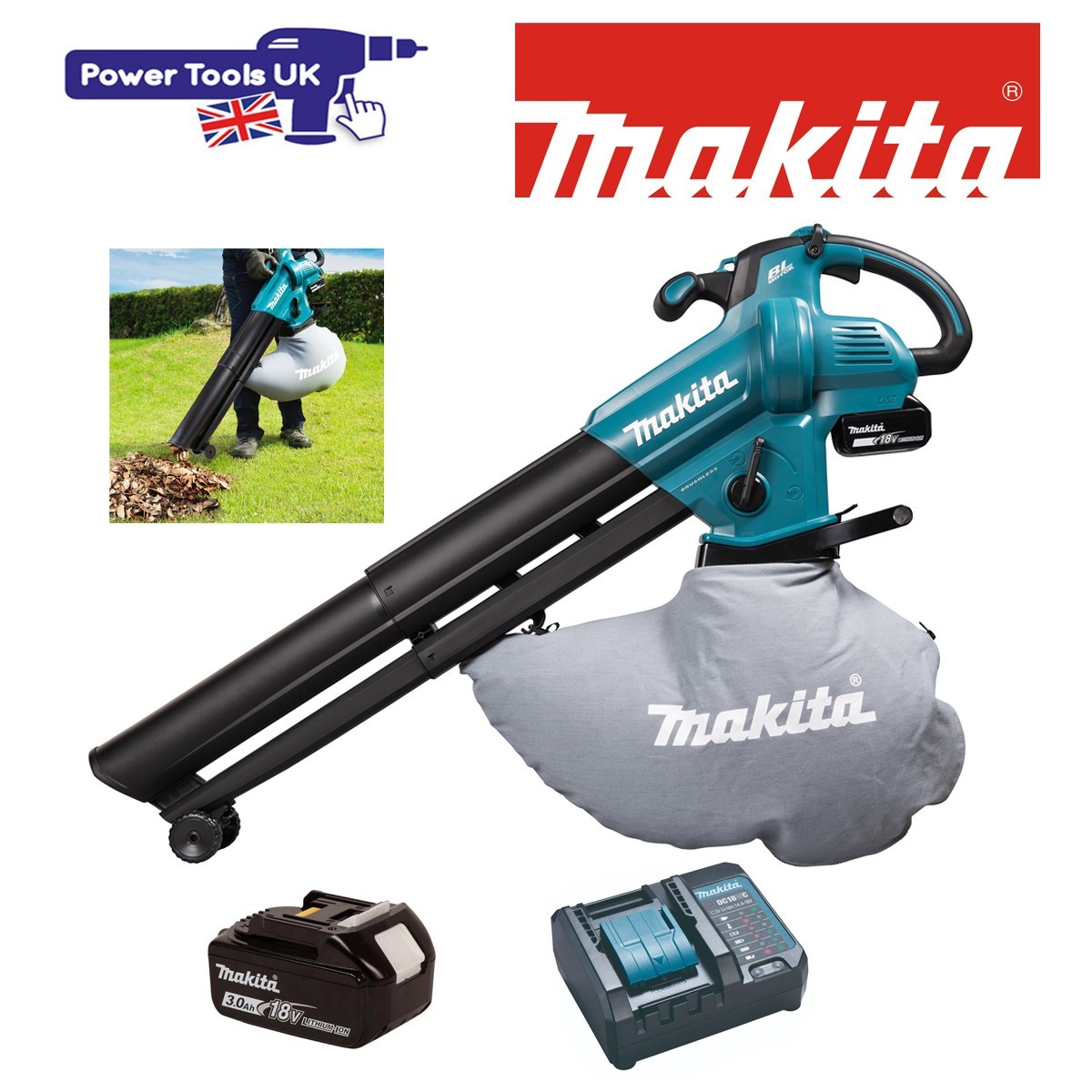 Makita DUB187SF KIT 18v Blower/Vacuum c/w DC18WC Charger & 1x 18v 3Ah Battery