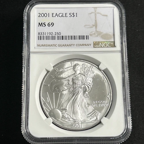 2001 American Silver Eagle  NGC certified MS 69