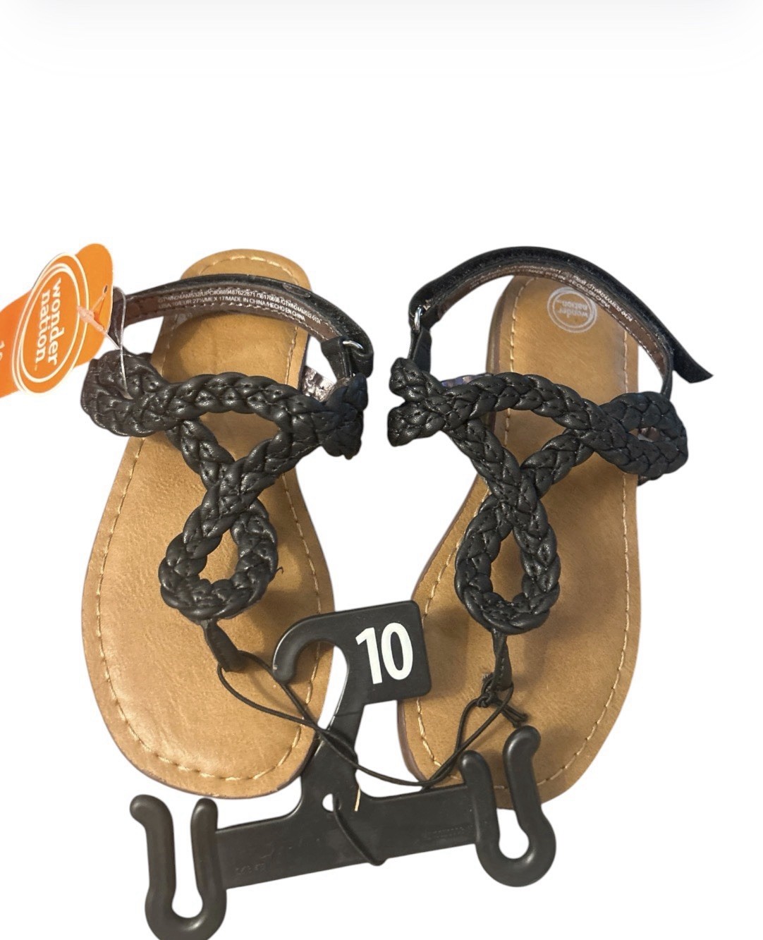 Wonder Nation Girls Braided Black Sandals Toddler Size 10 - NWT