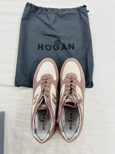 HOGAN Elective H Canaletto Suede Fabric Sneakers Dusty Rose Pink Beige EU 38.5