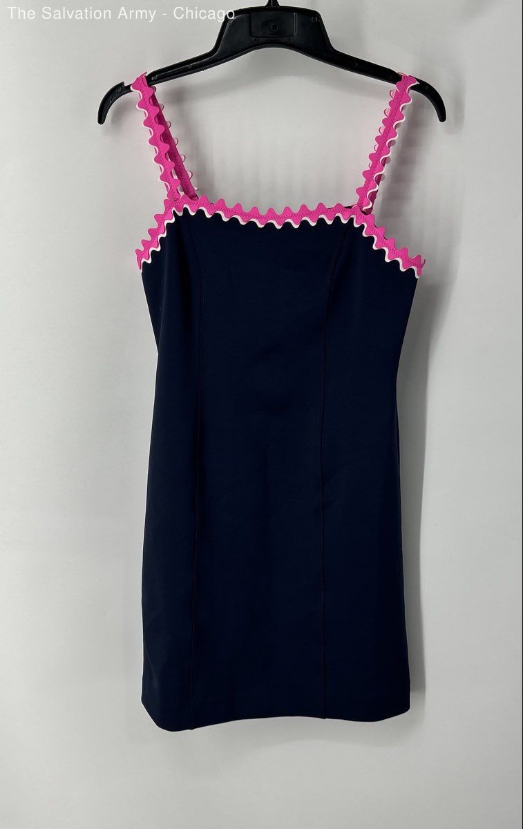 Lilly Pulitzer Womens Navy Blue Pink Sleeveless Short Sheath Dress Size M