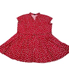 Ellos Sandy Shirtdress Size 38/40 Fit And Flare Floral Poppy Print Red Preppy