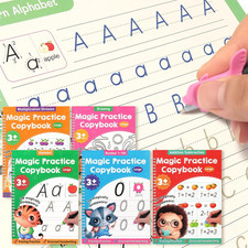 Large Magic Grooved Practice Copybook for Kids, Reusable Grooved Handwriting Wor