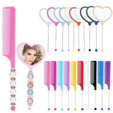 10 Pack Beadable Mirrors Heart Shaped and 10 Pack Beadable Combs DIY Plastic ...