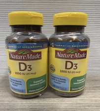 2 PACK Nature Made Vitamin D3 1000 IU 25 mcg , Supplement 300/bottle Exp 7/27