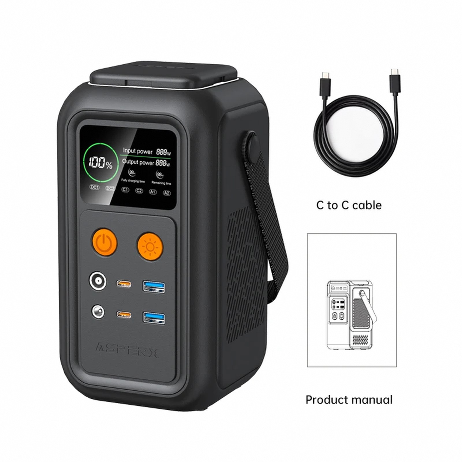 Portable Power Station 200W LiFePO4 Battery 192Wh USB Type-C
