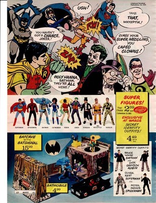 VINTAGE 1973 BATMAN & OTHER DC CHARACTERS SUPER FIGURES CATALOG AD PRINT