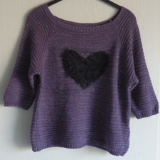 LEICHTER PULLI IN LILA / LUREX-SILBER + HERZ IN GR. 40/42 VON RAINBOW TOP !!!!!!