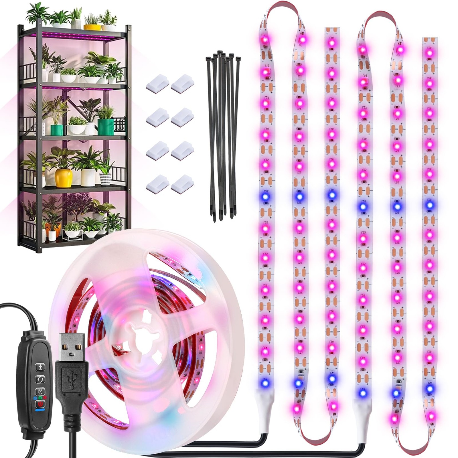 S For Indoor Plants，120 Leds Waterproof Led 100 Pink+20blue