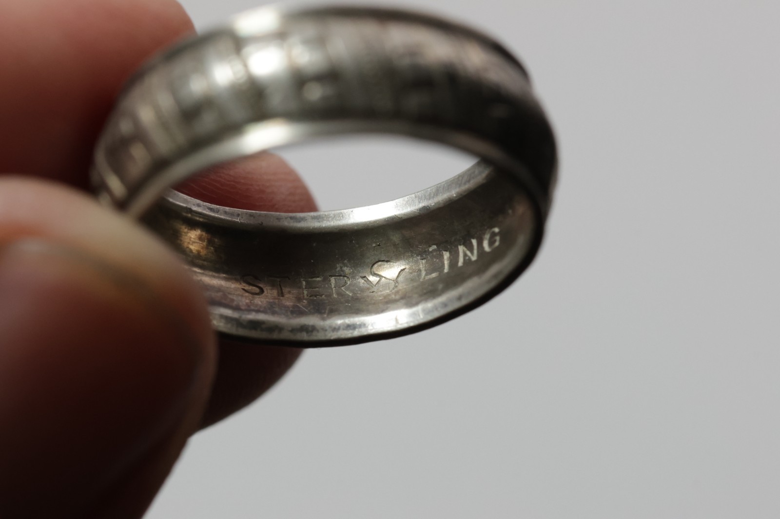 Signed Navajo Patterned Sterling Silver Band Size… - image 3