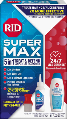 Super Max Lice Treatment Kit, Kills Lice & Super Lice & Eggs + 24/7 Lice Defe...