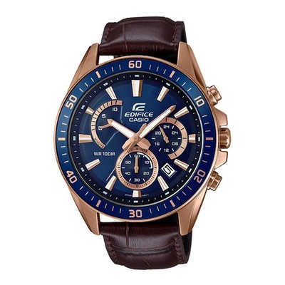 Casio EDifice EFR-552GL-2AVUDF Blue Analog Dial Brown Leather Band Men's Wa