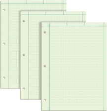 Engineering Notebooks, Graph Notebooks, 3 Pk Quad Ruled Pad, 8-1/2" X 11", Glue