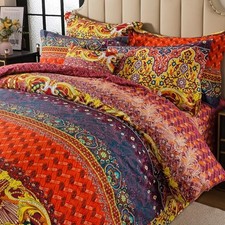 Exotic Boho Duvet Cover Set 100 Brushed King/California King Tribal Boho Red