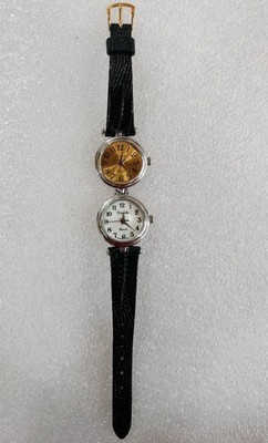 Dual Zone Ladies Xanadu Travel Watch, Black Spidel 6 1/4'' Leather Band